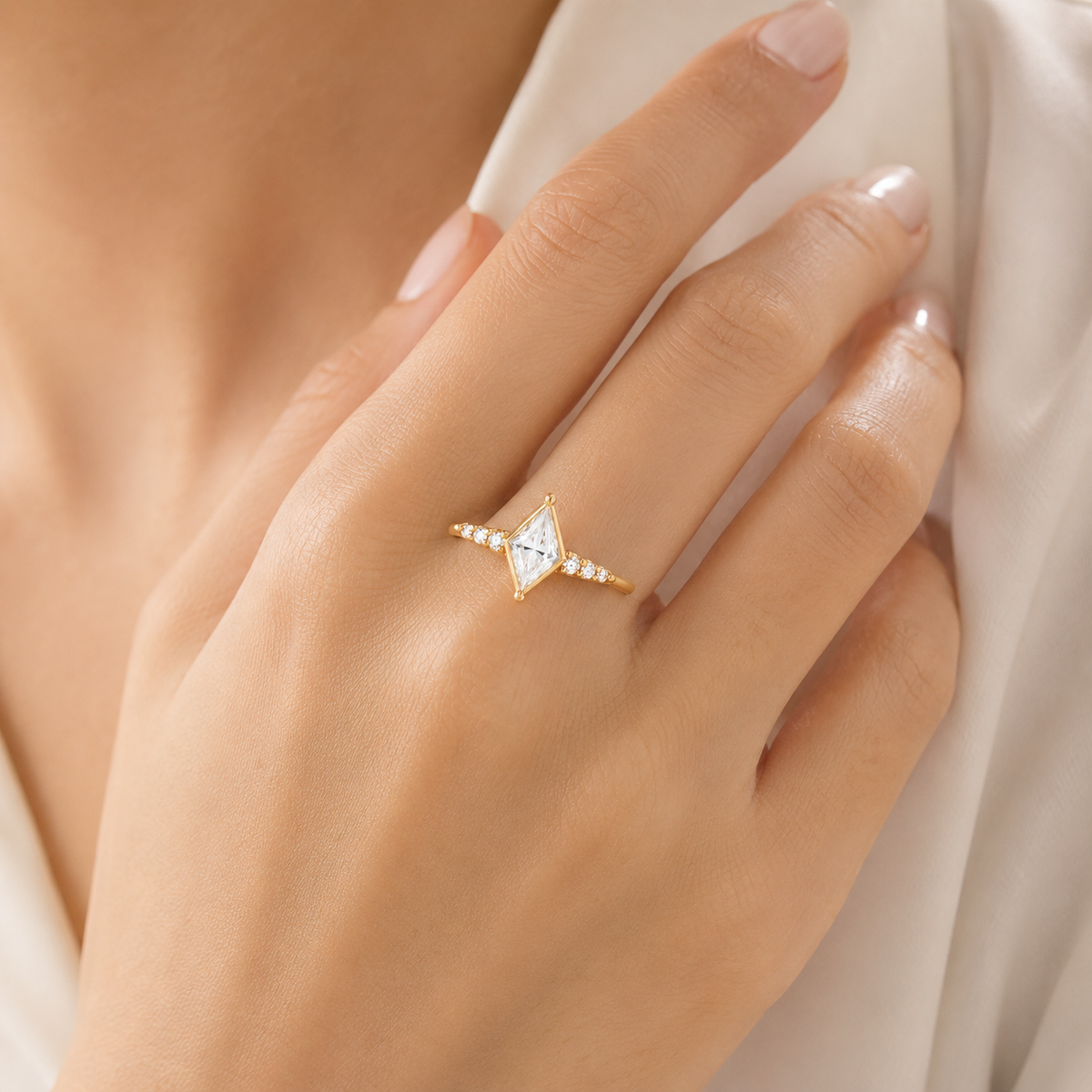 Veyra Kite-Cut Moissanite Pavé Ring