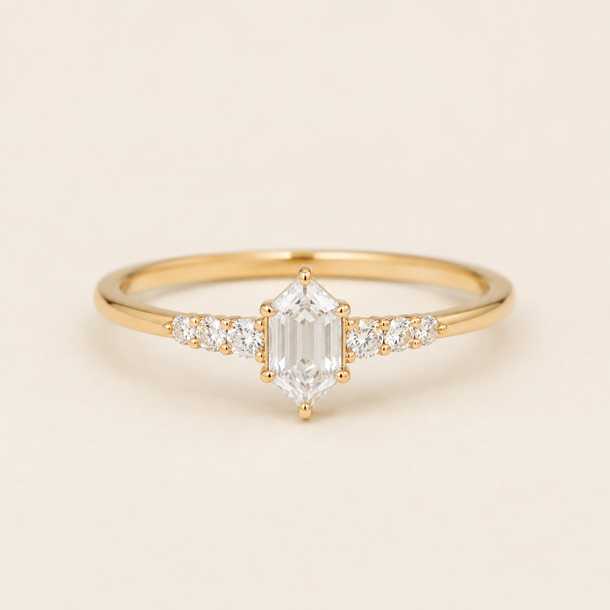 Elowen Hex-Cut Moissanite Ring