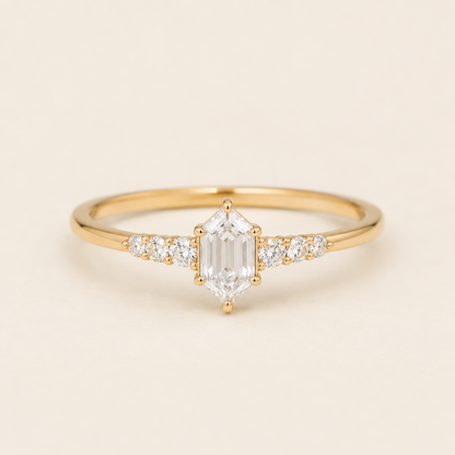 Elowen Hex-Cut Moissanite Ring