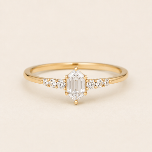 Elowen Hex-Cut Moissanite Ring