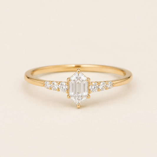 Elowen Hex-Cut Moissanite Ring