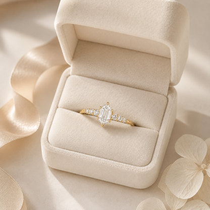 Elowen Hex-Cut Moissanite Ring