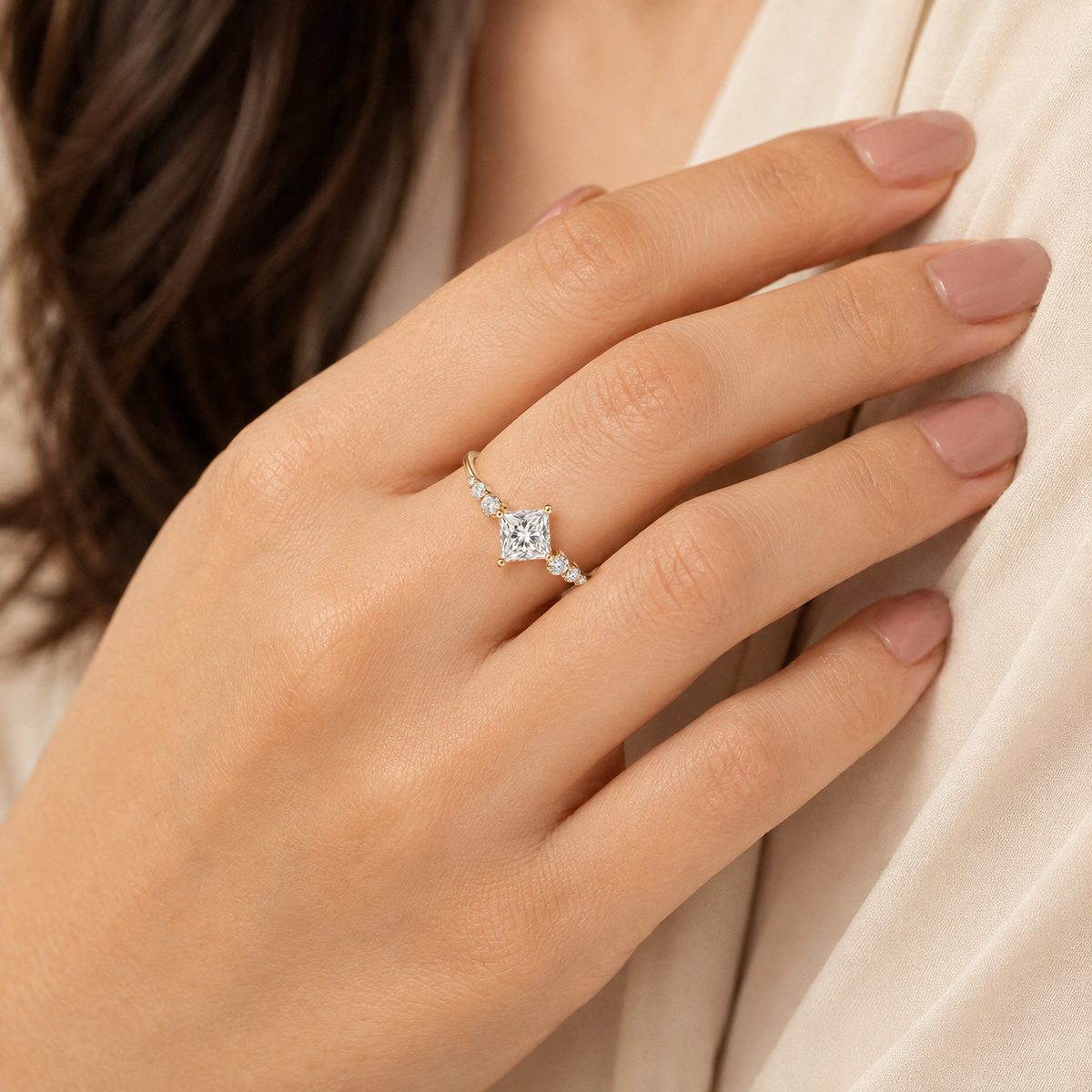 Aveline Princess-Cut Moissanite Ring