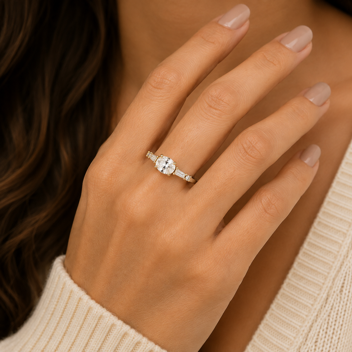 Amielle Oval-Cut Moissanite Ring