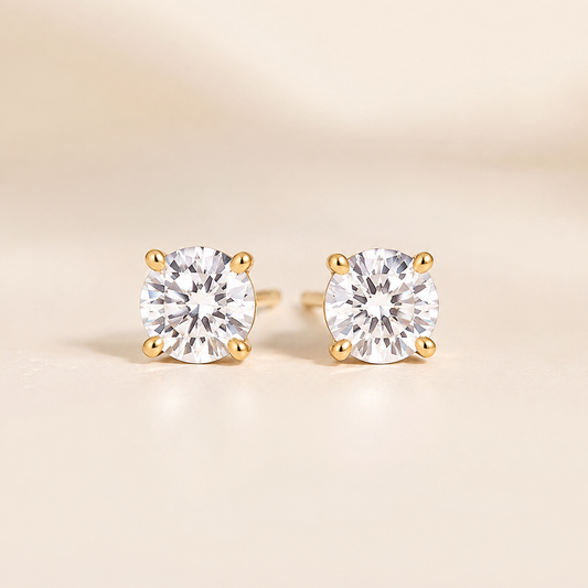Elira Round Moissanite Stud Earrings