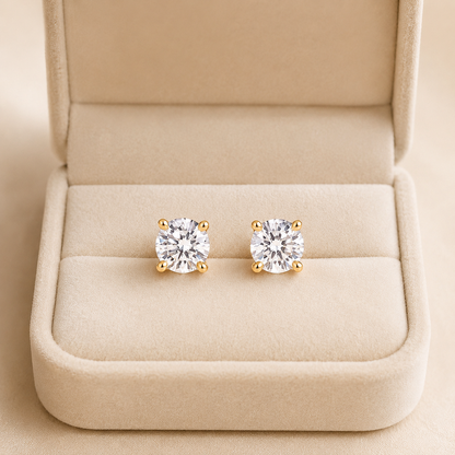 Elira Round Moissanite Stud Earrings