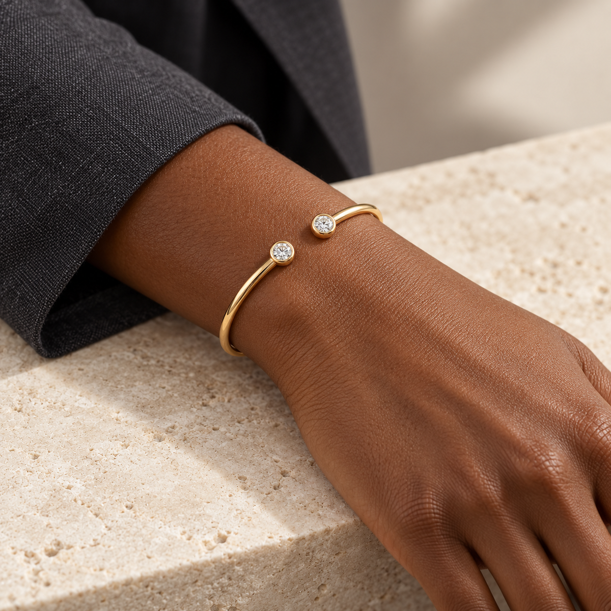 Maelle Twin-Bezel Moissanite Cuff