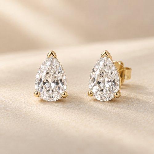Aurelle Pear-Cut Moissanite Stud Earrings