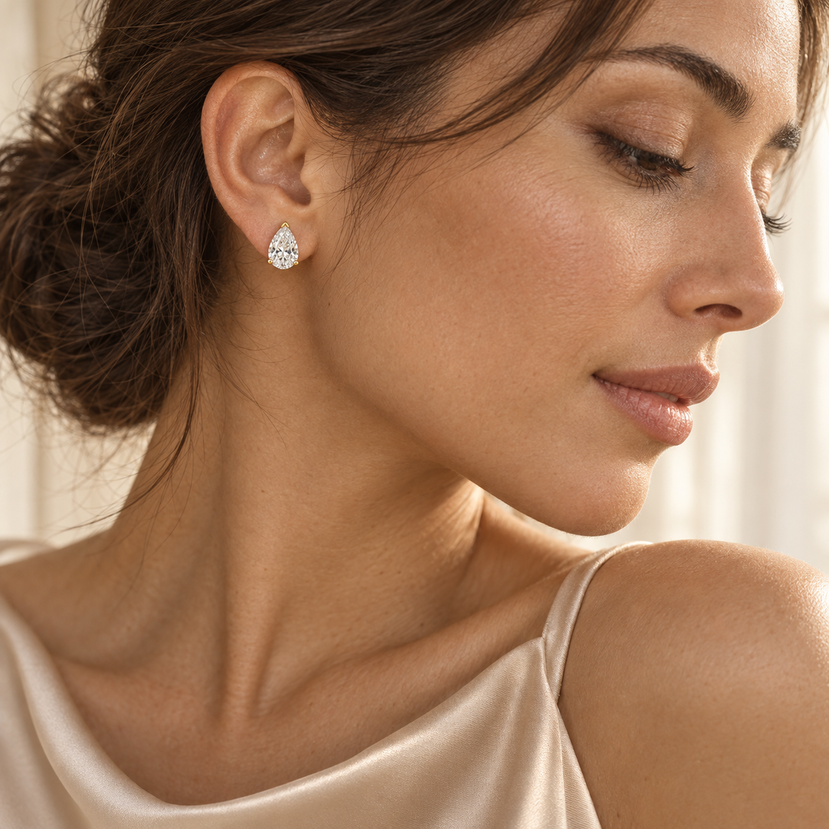 Aurelle Pear-Cut Moissanite Stud Earrings