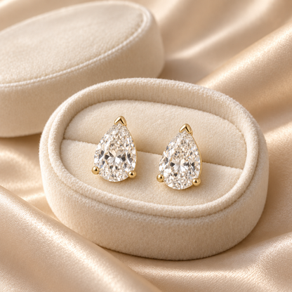 Aurelle Pear-Cut Moissanite Stud Earrings