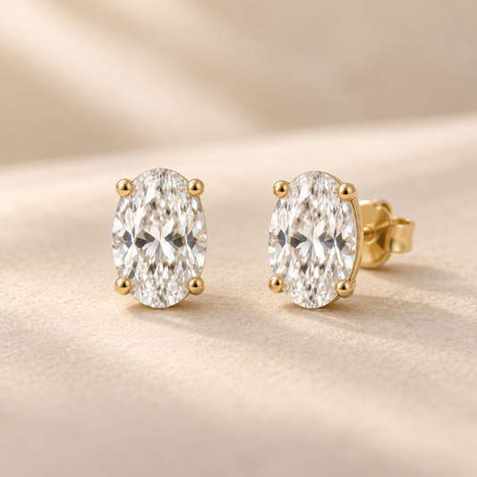 Celestine Oval-Cut Moissanite Stud Earrings