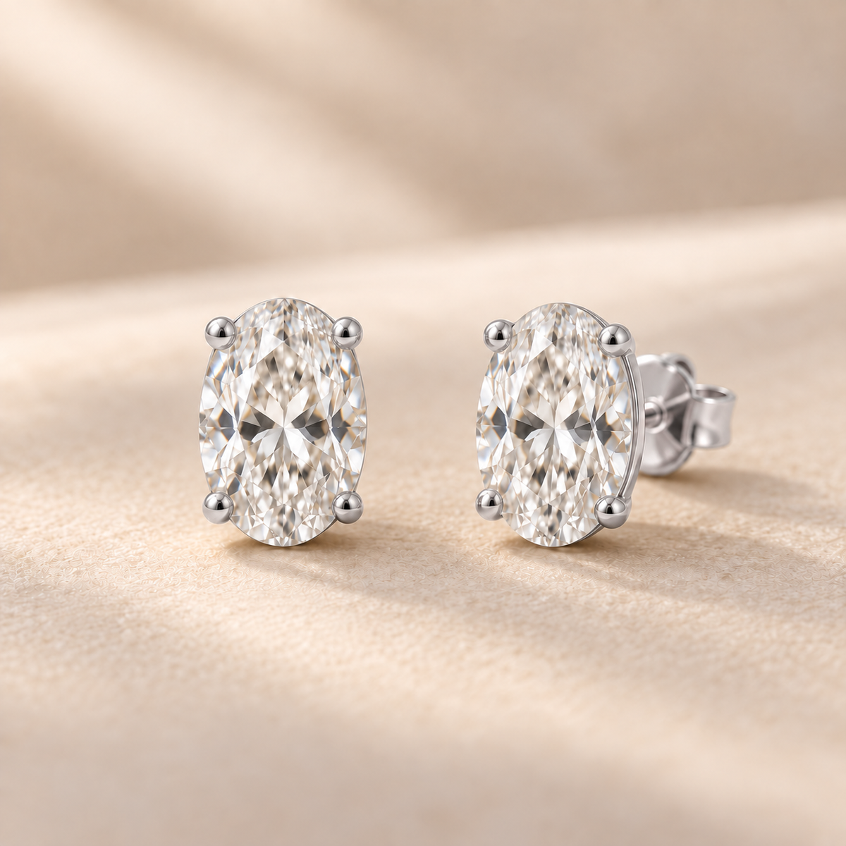 Celestine Oval-Cut Moissanite Stud Earrings