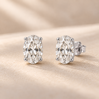 Celestine Oval-Cut Moissanite Stud Earrings