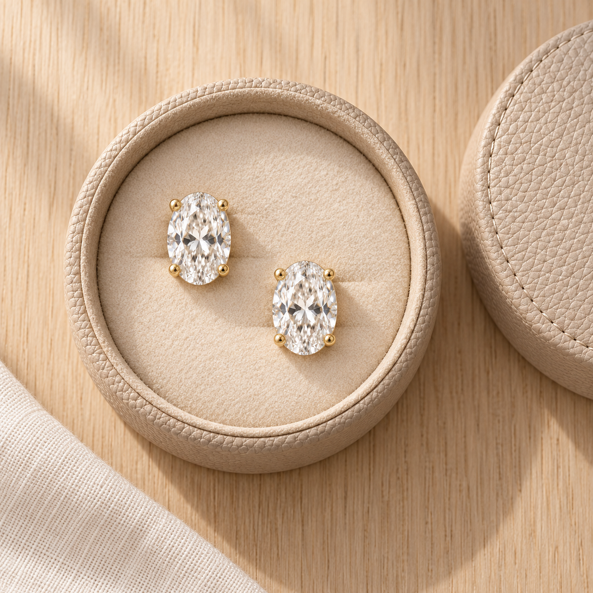 Celestine Oval-Cut Moissanite Stud Earrings