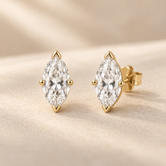 Liora Marquise-Cut Moissanite Stud Earrings