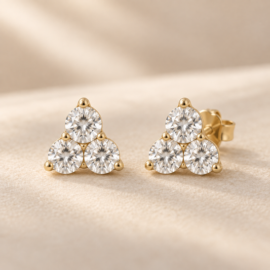 Calienne Trio Moissanite Stud Earrings