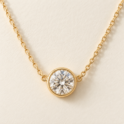 Adeline Round Bezel Moissanite Necklace