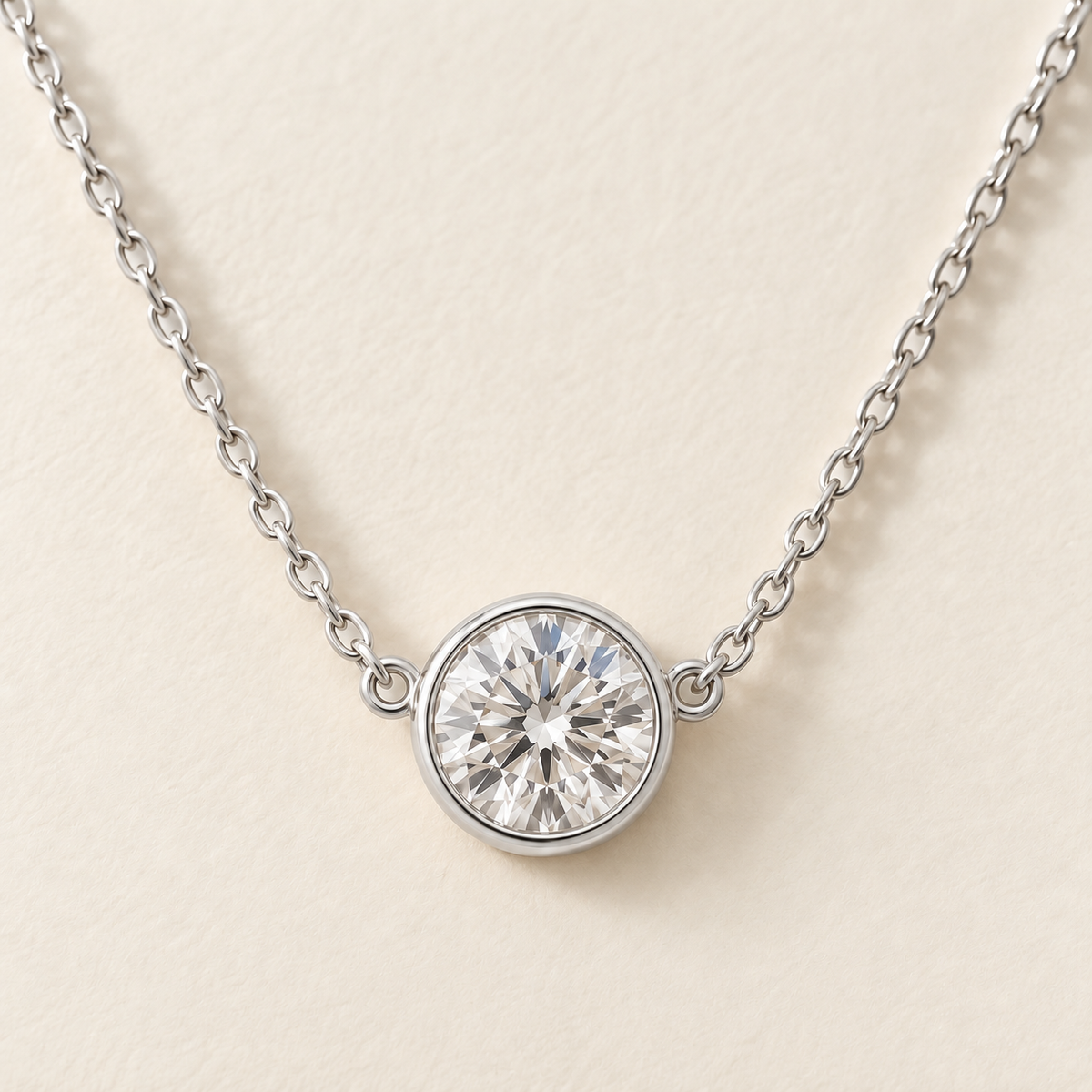 Adeline Round Bezel Moissanite Necklace