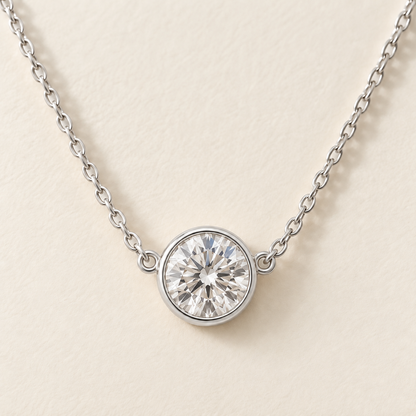Adeline Round Bezel Moissanite Necklace