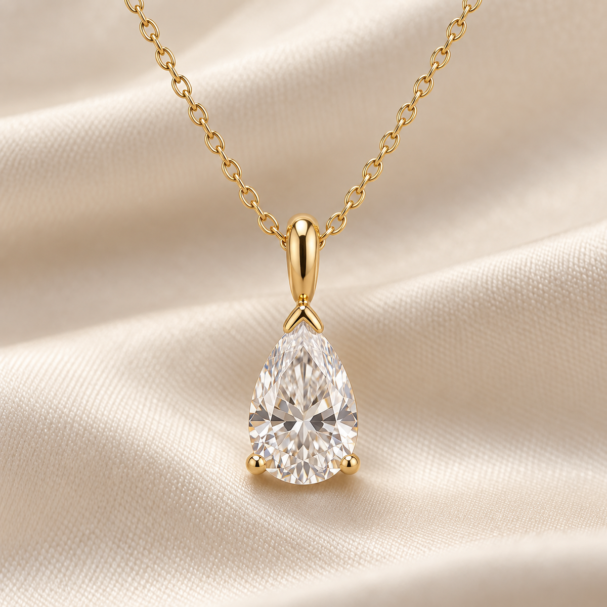 Roselle Pear-Cut Moissanite Pendant Necklace