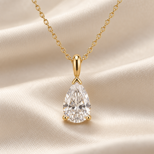 Roselle Pear-Cut Moissanite Pendant Necklace