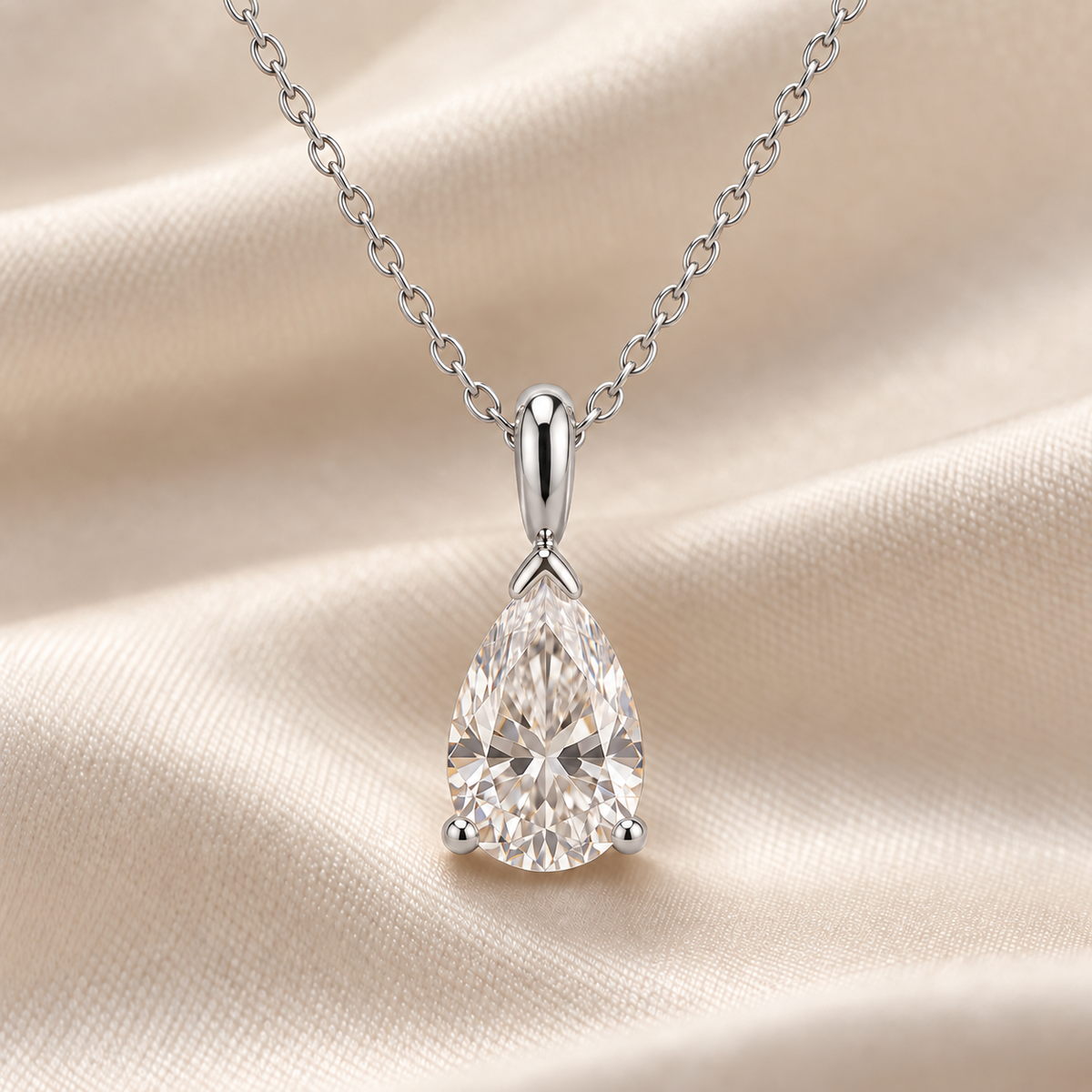 Roselle Pear-Cut Moissanite Pendant Necklace