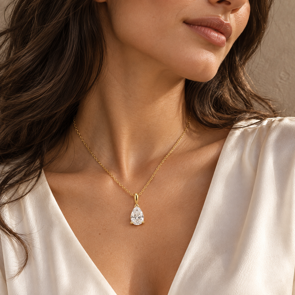 Roselle Pear-Cut Moissanite Pendant Necklace