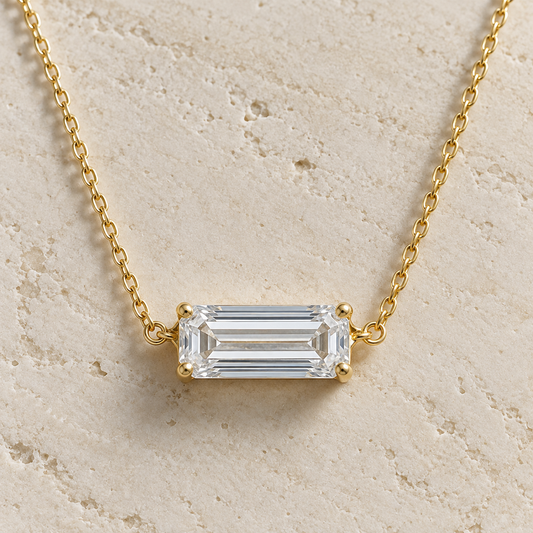 Eliane East-West Emerald-Cut Moissanite Necklace