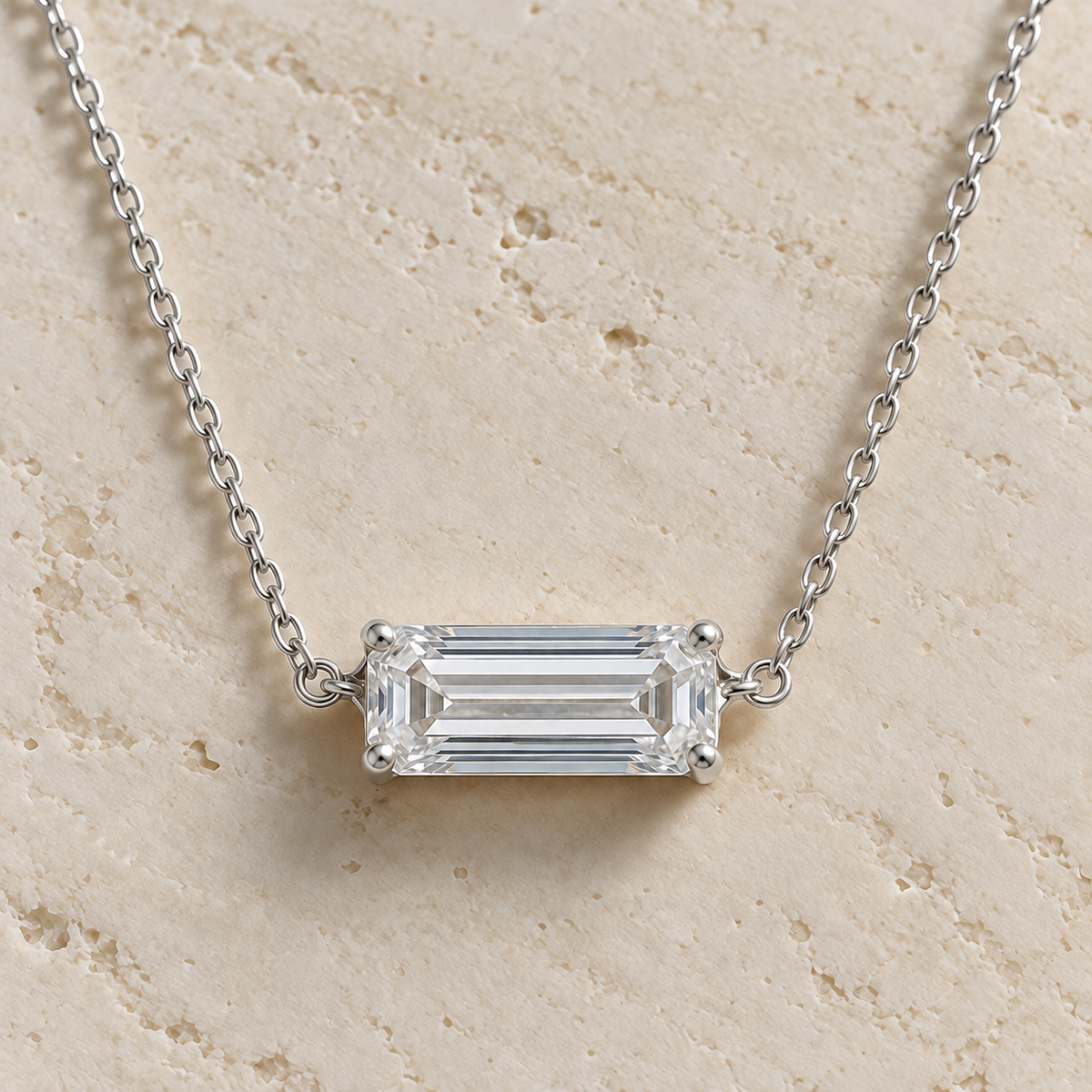 Eliane East-West Emerald-Cut Moissanite Necklace