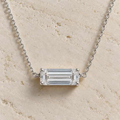 Eliane East-West Emerald-Cut Moissanite Necklace