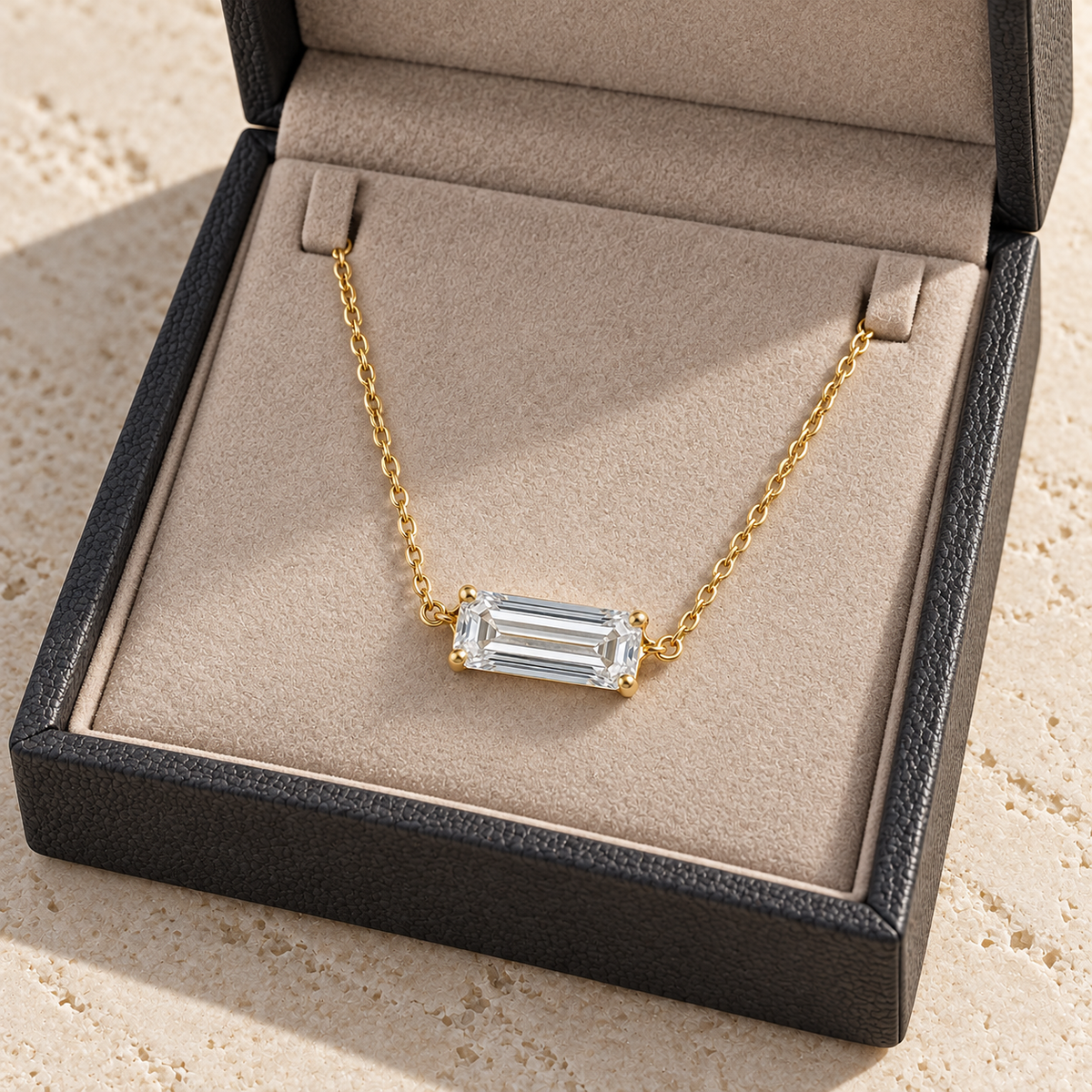 Eliane East-West Emerald-Cut Moissanite Necklace