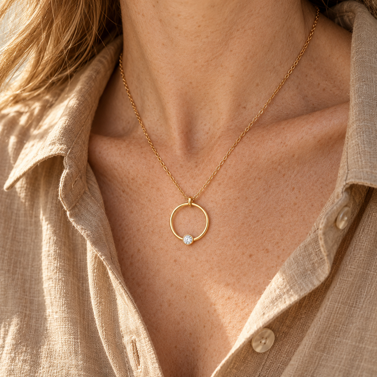Lunelle Open-Circle Moissanite Necklace